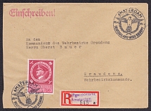 1944 Third Reich, Germany Official Mail, Registered Cover, Graudence - Amsterdam (Special Cancellation)