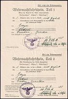 1940 (17 Mar) Third Reich, Germany, Wehrmacht Travel Train Ticket, Field Post Feldpost (Violet Handstamps, Used)