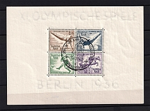 1936 Third Reich, Germany (Thick Paper, Souvenir Sheet Mi. 5 z, Signed, Special Commemorative Cancellation BERLIN, CV $400)
