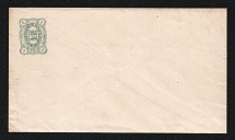 1884 Kadnikov Zemstvo 4k Postal Stationery Cover, Mint (Schmidt #1A, Watermark \\\ lines 30° degrees, Green stamp, CV $150)