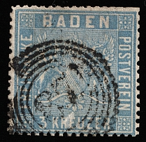 1861 3k Baden, German States, Germany (Mi 10b, Canceled, CV $35)