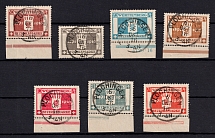 1916 Wurttemberg, Germany, Official Stamps (Mi. 123 - 129, Inscriptions, Signed, Plochingen Postmarks, CV $200)