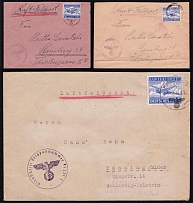 1942-43 Military Mail Fieldpost Feldpost, Germany Airmail, Three covers to Hamburg and Eider (Mi. 1 A)