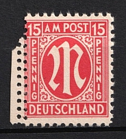 1945 15pf British and American Zones of Occupation, Germany (Mi. 8 var, DOUBLE+SHIFTED Perforation, MNH)