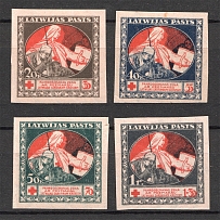 1920 Latvia (on Banknotes, Rose, CV $10, Full Set)