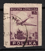 1946 10zl Republic of Poland (Fi. 396 nz, Imperforate, Canceled, CV $110)