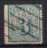 1864-67 3s Hamburg, German States, Germany (Mi. 15, Used, CV $60)