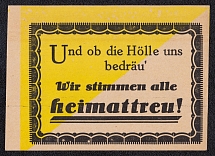 'And if Hell Opposes Us, We All Vote Loyal to Our Homeland!', Propaganda Label, Souvenir Sheet (MNH)