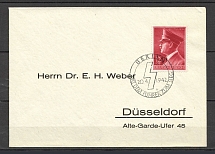 1942 Third Reich postcard to Dusseldorf with special postmark Hitler's birthday
