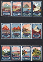 Landscapes, Views, Switzerland, Stock of Cinderellas, Non-Postal Stamps, Labels, Advertising, Charity, Propaganda, Strips