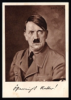 1938 (7 Apr) 'Austria's Savior', Propaganda, Annexation of Austria, Third Reich, Germany, Postcard franked with full set of Mi. 651 - 659 (CV $90)