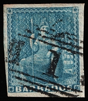 1852 Barbados, British Colonies (SG 3, Canceled, CV $290)