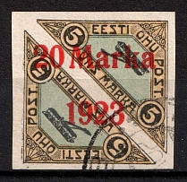 1923 20m Estonia, Airmail (Mi. 44 Bb, Imperforate, Canceled, CV $130)