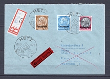 1940 Third Reich occupation of Lorraine 3pf, 20pf, 60pf registered cover special postmark CV 98 EUR