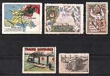 Military, France, Canada, Stock of Cinderellas, Non-Postal Stamps, Labels, Advertising, Charity, Propaganda