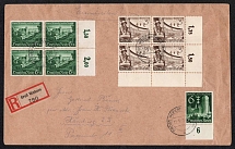 1940 (11 Sept) Third Reich, Germany, Registered Cover from Gross-Gerau to Hamburg franked Blocks of Four (Margins, Plate Numbers)