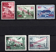 1941 Serbia, German Occupation, Germany, Airmail (Mi. 26 - 30, Full Set, Signed, CV $60)