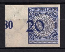 1923 20pf Third Reich, Germany (SHIFTED Value, Print Error, IMPERFORATED, Mi. 341 U, Signed, CV $230+)