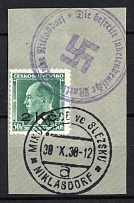 1938 2k on 50h Occupation of Niklasdorf Sudetenland, Germany (Mi. 22, CV $300, NIKLASDORF Postmark)