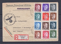 1943 Third Reich occupation of Ukraine (Dnipropetrowsk) registered official cover to Gebendorf