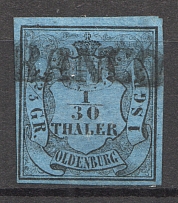 1852-59 Oldenburg Germany 1/30 Th (CV $50, Canceled)