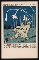 1917-1920 'In your heart 3 song, in your hand a ram', Czechoslovak Legion Corps in WWI, Russian Civil War, Postcard