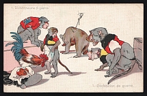 1914-18 'Declaration of war' WWI European Caricature Propaganda Postcard, Europe
