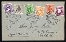 1946 (24 May) The 1st Baltic Philatelist-Day, DP Camp, Displaced Persons Camp, Allied Zone of Occupation, Germany, Cover from Augsburg to Hochfeld (Mi. 1 - 5, 7, Special Commemorative Cancellations, CV $30)