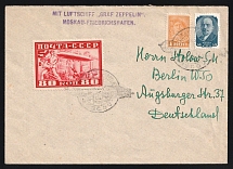 1930 Russia USSR Zeppelin Post LZ 127 Moscow cover fr. 80k Airship + 14k Lenin and 1k Worker defs via Friedrichshafen (Bodensee) to Berlin Germany Air Mail