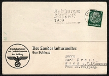 1939 Official card franked with Sc. 403 posted on 16 July 1939 by the administrator of the Gau Salzburg Regional Culture Authority of the Reichskulturkammer
