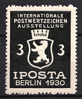 1930 Weimar Republic, Berlin, Poster Stamp for International Postage Stamps Exhibition 'IPosta', Non-Postal (MNH)