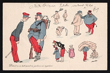 1914-18 'First, you should let yourself be milked when talking to a superior' WWI European Caricature Propaganda Postcard, Europe