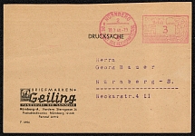 1940 Advertising card franked with a 3 Rpf postage meter stamp paying the rate for printed matter