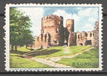 Latvia Bauska Castle Baltic Non-Postal Label