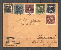 1929 Austria registered cover to USA with full set 3g-40g