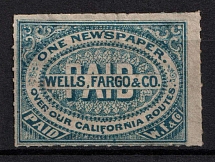 1883-88 Wells, Fargo & Co., Newspaper Stamp, California, United States, Locals (Sc.143LP8, CV $30)