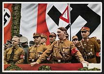 1933 Demonstration in Dortmund, 1933 Josef Wagner, Adolf Hitler, Wilhelm Schepmann and Victor Lutze, Propaganda Card