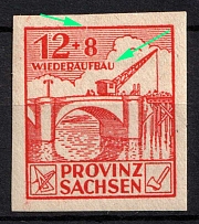 1946 12pf Province of Saxony, Soviet Russian Zone of Occupation, Germany (Mi. 88 VII, BROKEN Frame, Shortened 'U', MNH)