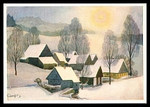 1933-1945 'Isar mountains village in winter', Propaganda Postcard, Third Reich Nazi Germany