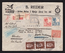 1932 (28 Mar) Dutch East Indies, Registered Combine franked cover from Yogyakarta to Hamburg redirected and addition franked with German stamps to Bogota (Colombia) via New York, Wax Seal on