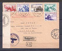 1944 Third Reich fieldpost censorship cover Warsaw - Paris with full set French Legion