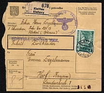 1942 Bohemia and Moravia German Protectorate Local district postal receipt franked with Scott 44 recording an 8 kg package