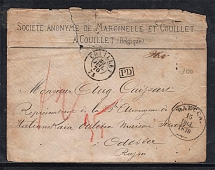1870 Cover to Odessa from Couillet, Belgium