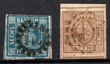 1862 Bavaria, Germany (Mi. 10 a, 11, Canceled, CV $50)