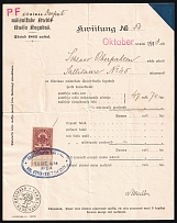 1913 Latvia, Riga, Receipt with 5k revenue stamp, Russia