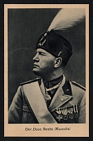 1937 'Duce - Benito Mussolini', Propaganda Postcard, Third Reich Nazi Germany