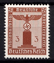 1942 3pf Third Reich, Germany, Official Stamp (Mi. 156 y, MNH)