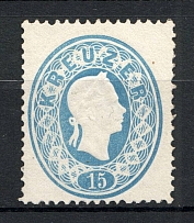 1860-61 Austria 15 Kr (Light Blue, CV $90)