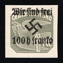 1938 100h on 1kc Occupation of Rumburg, Sudetenland, Germany (Mi. 35, CV $80, MNH)