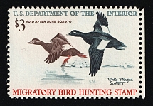 1969 $3 Duck Hunt Permit Stamp, United States (Sc. RW-36, CV $70)